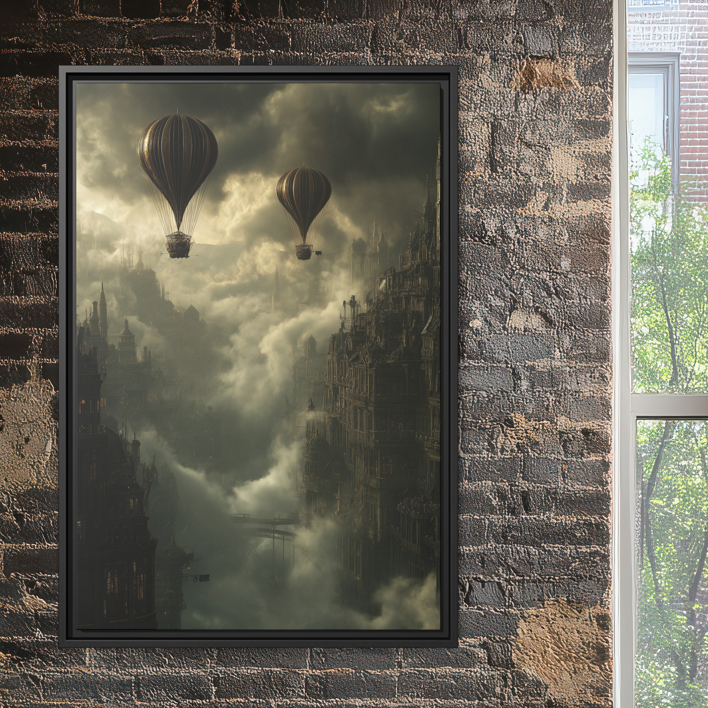 Steampunk Hot Air Balloons Cityscape – Wall Art
