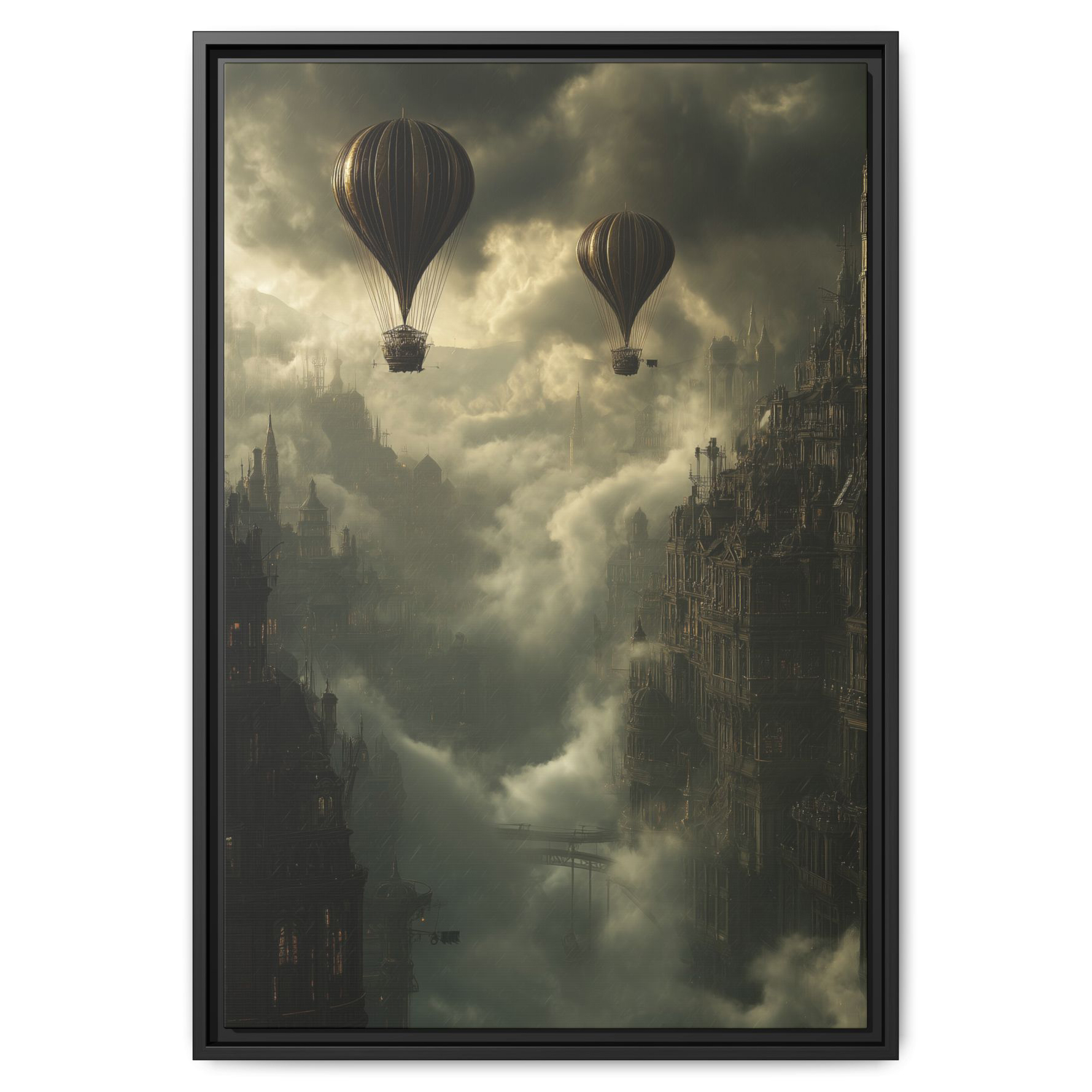 Steampunk Hot Air Balloons Cityscape – Wall Art
