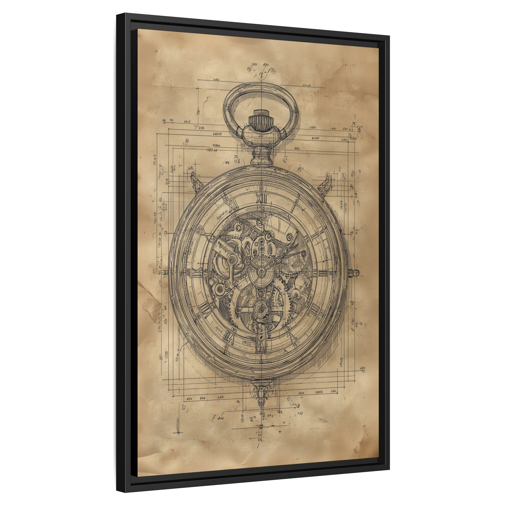 Steampunk Pocket Watch Blueprint – Vintage Gear Illustration