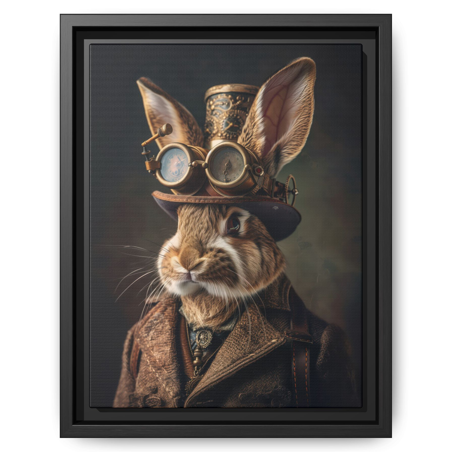 Steampunk Rabbit Wall Art - Victorian Hare Portrait