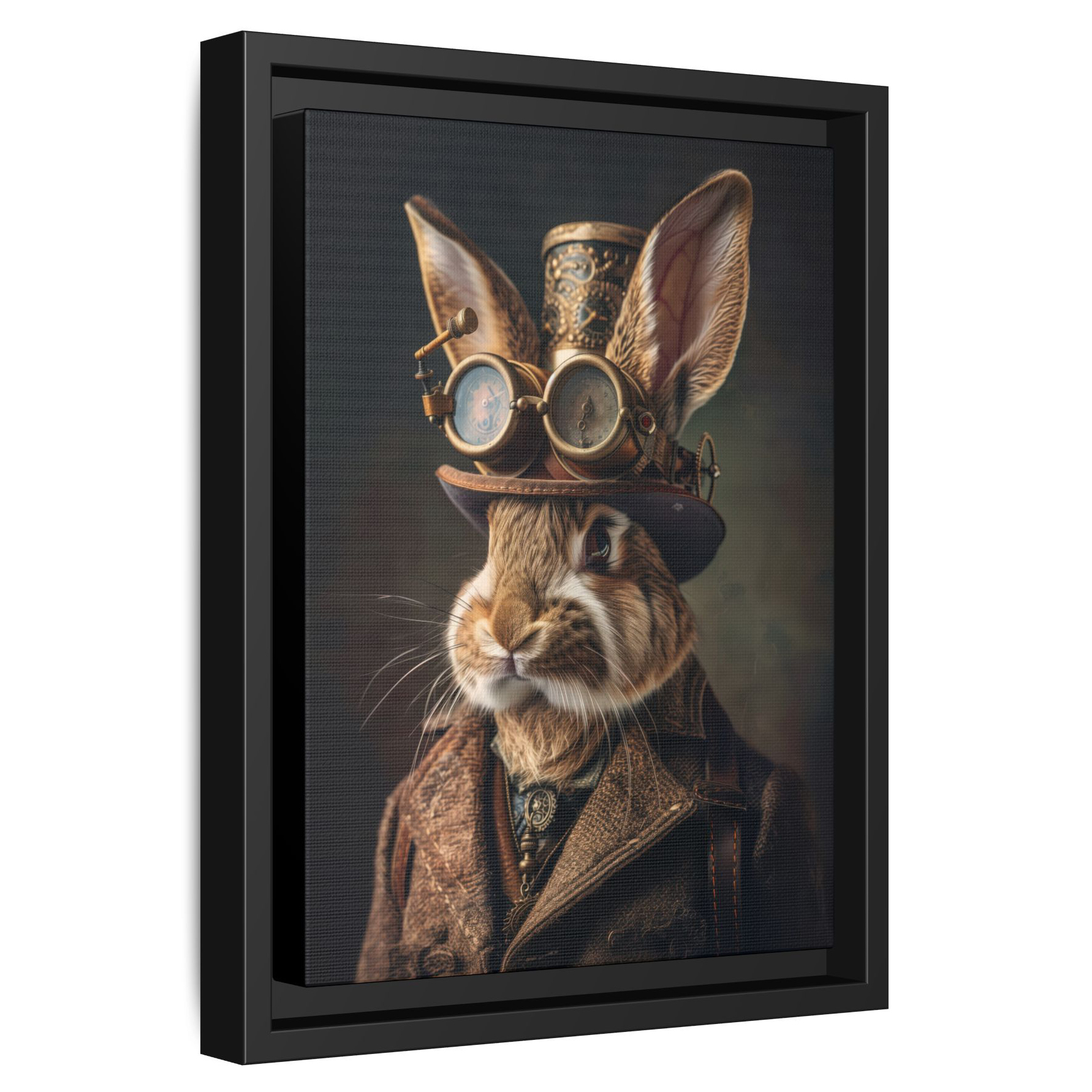 Steampunk Rabbit Wall Art - Victorian Hare Portrait