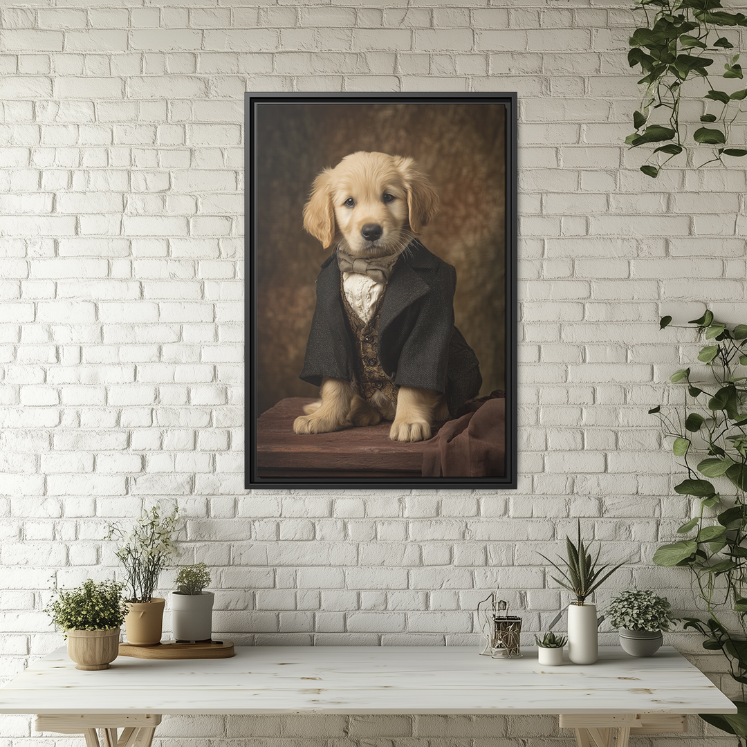 Cute Golden Retriever Puppy Portrait - Wall Art