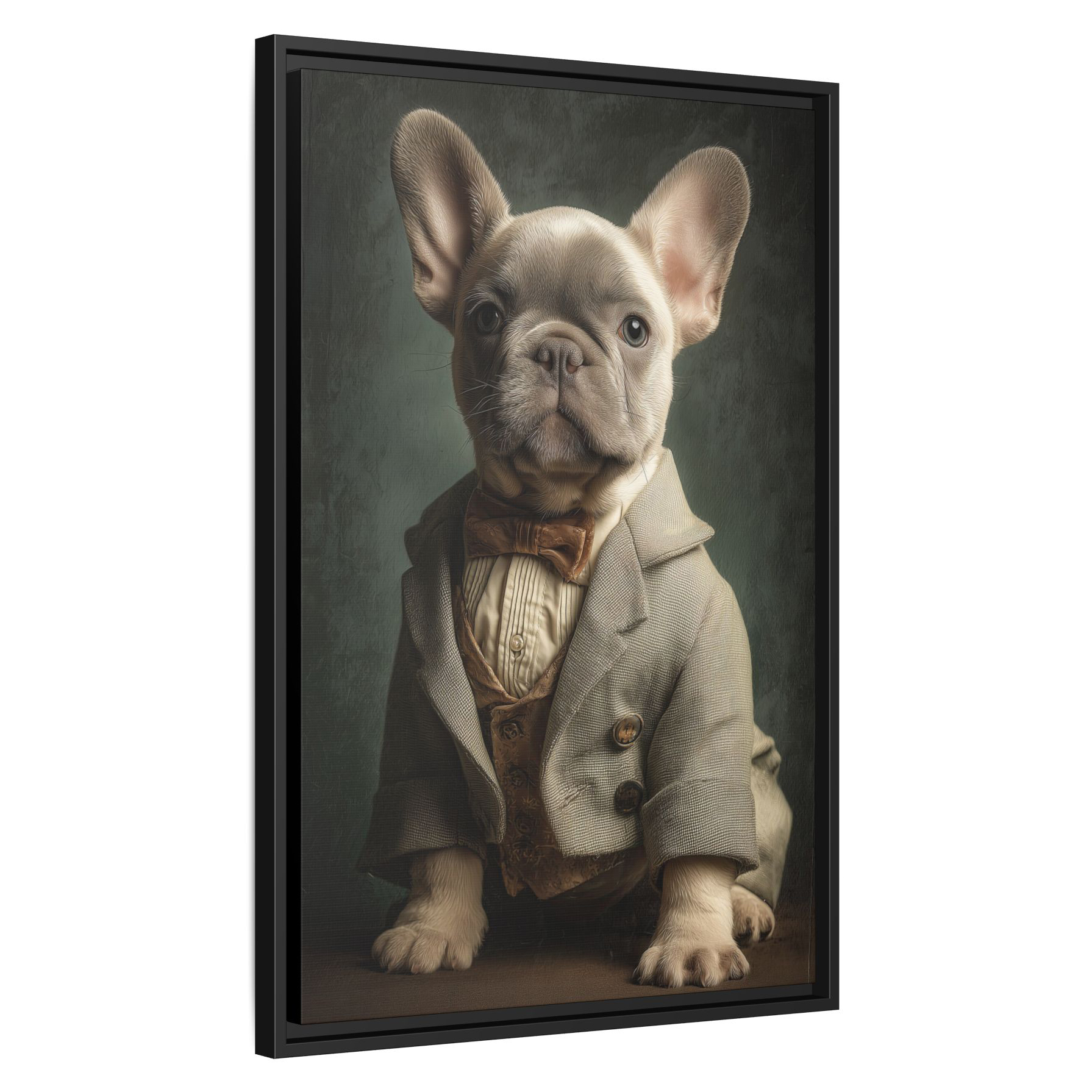 Dapper French Bulldog Puppy Wall Art - Victorian Style Portrait