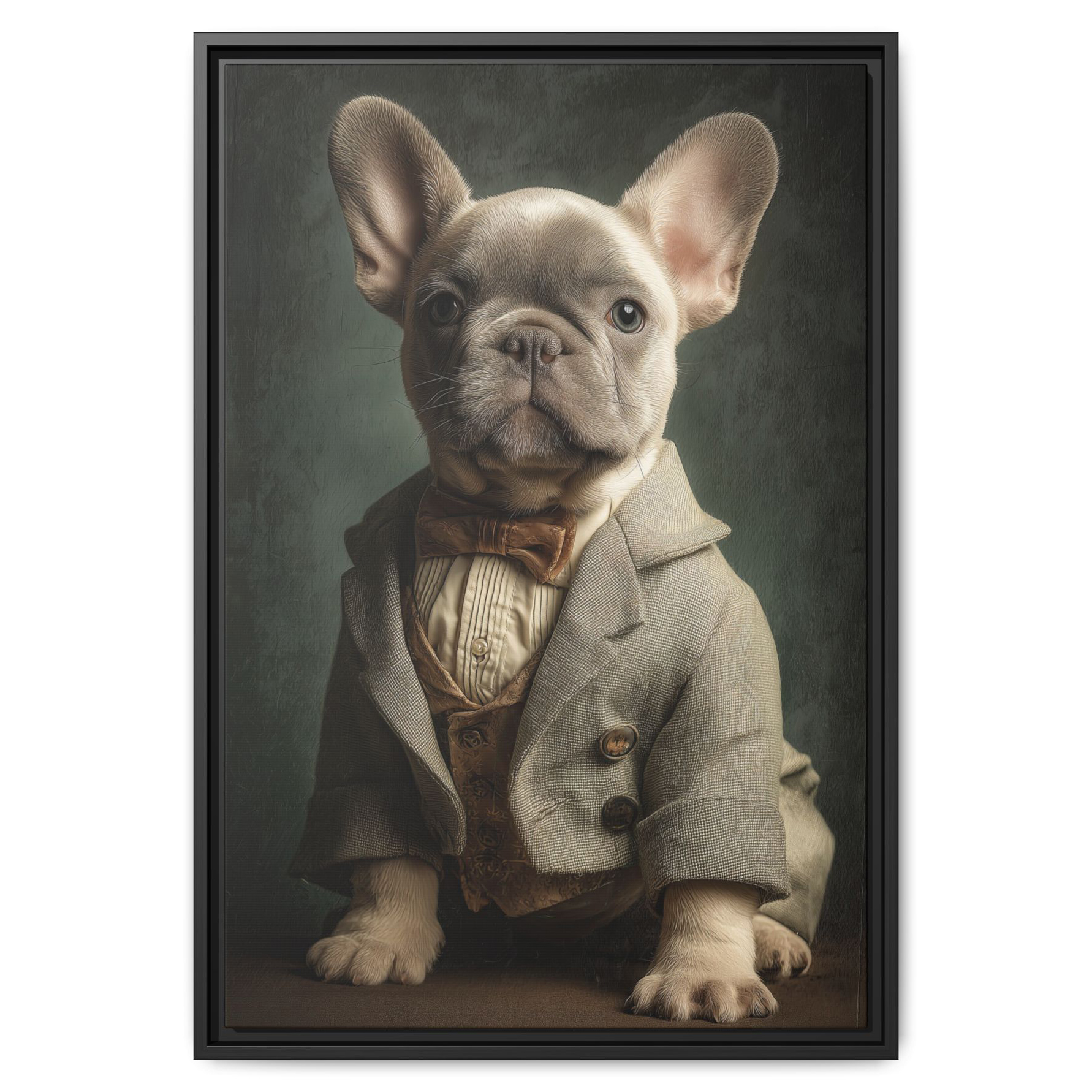 Dapper French Bulldog Puppy Wall Art - Victorian Style Portrait
