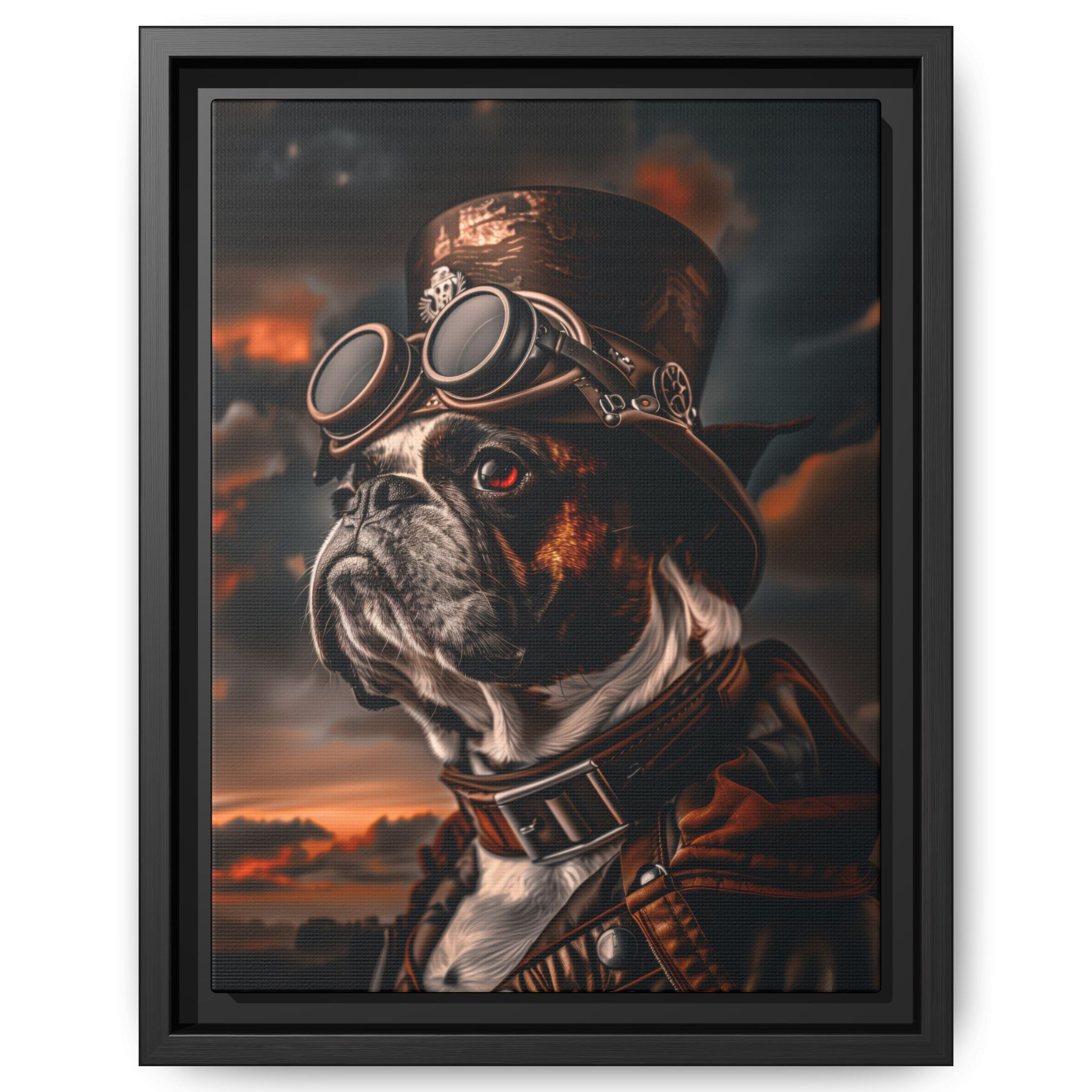 Steampunk Boston Terrier Dog Wall Art Print 