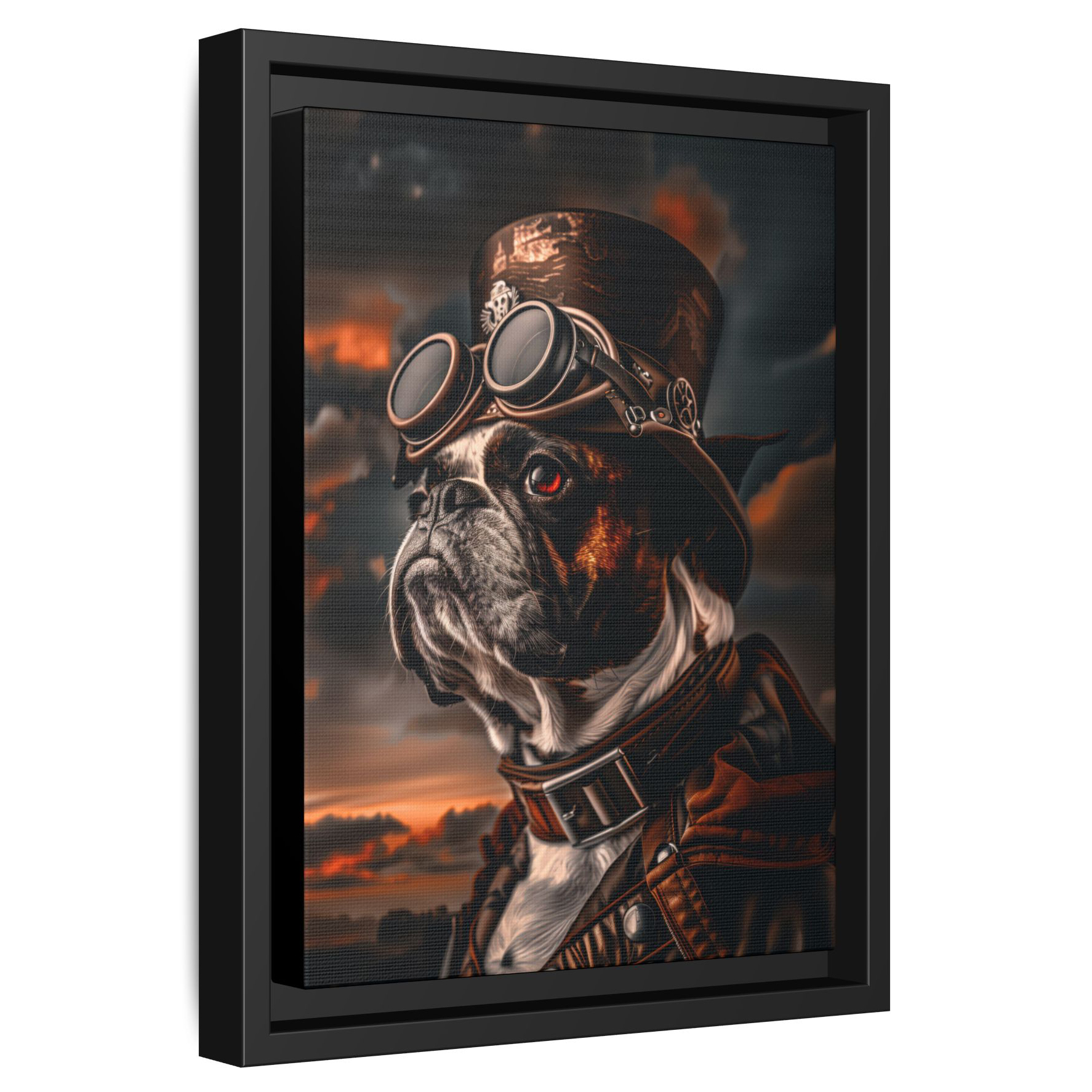 Steampunk Boston Terrier Dog Wall Art Print 