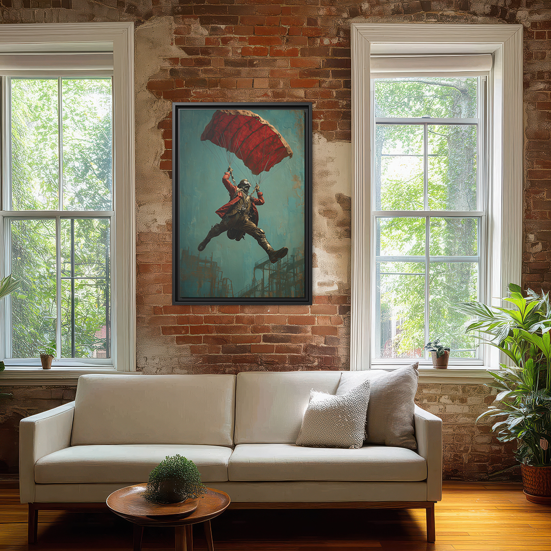 Steampunk Time Traveler Paratrooper Wall Art