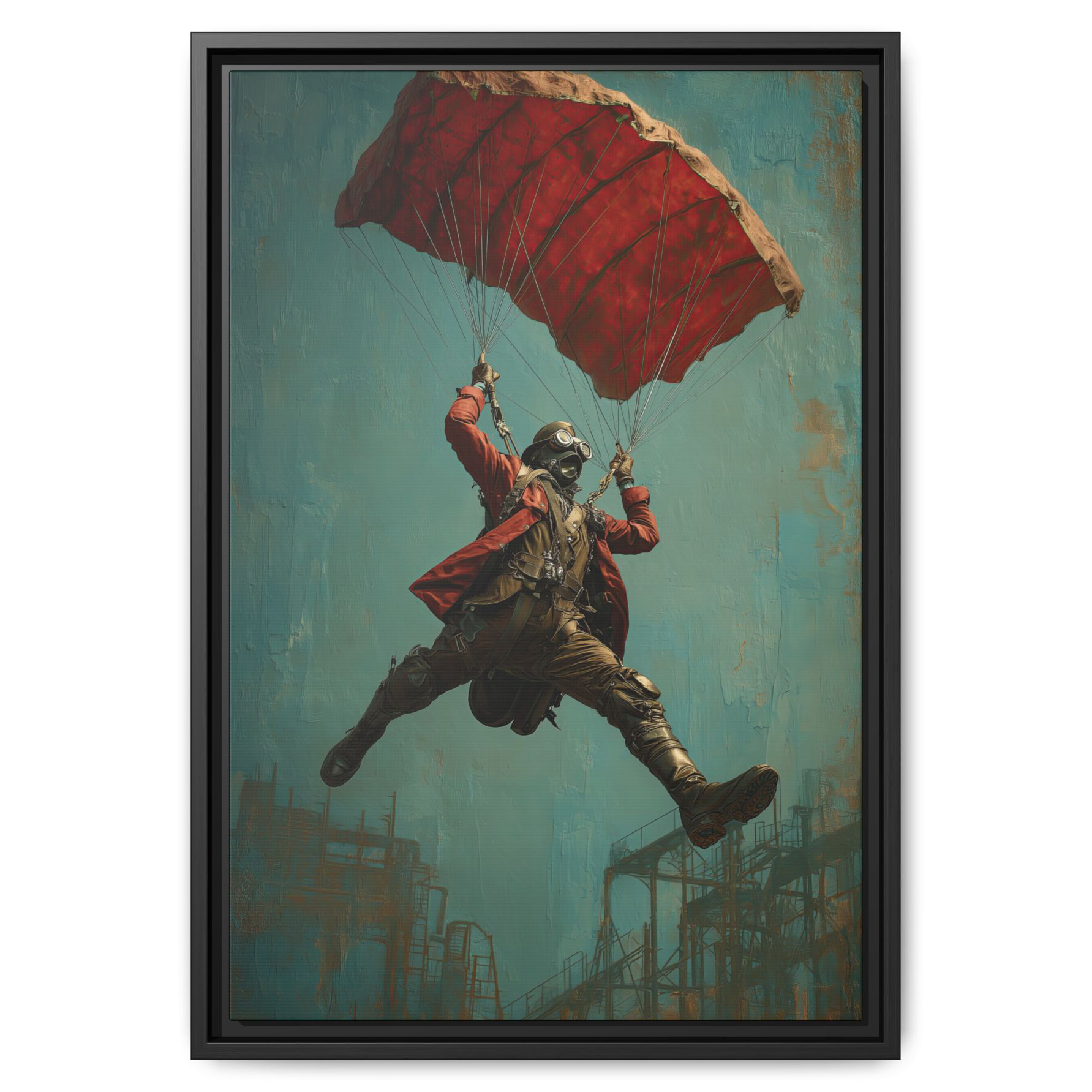 Steampunk Time Traveler Paratrooper Wall Art