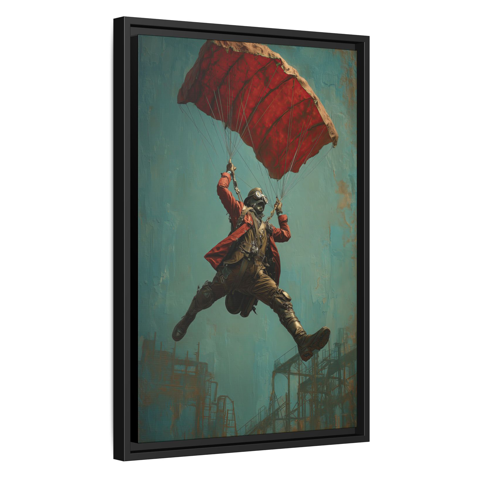 Steampunk Time Traveler Paratrooper Wall Art