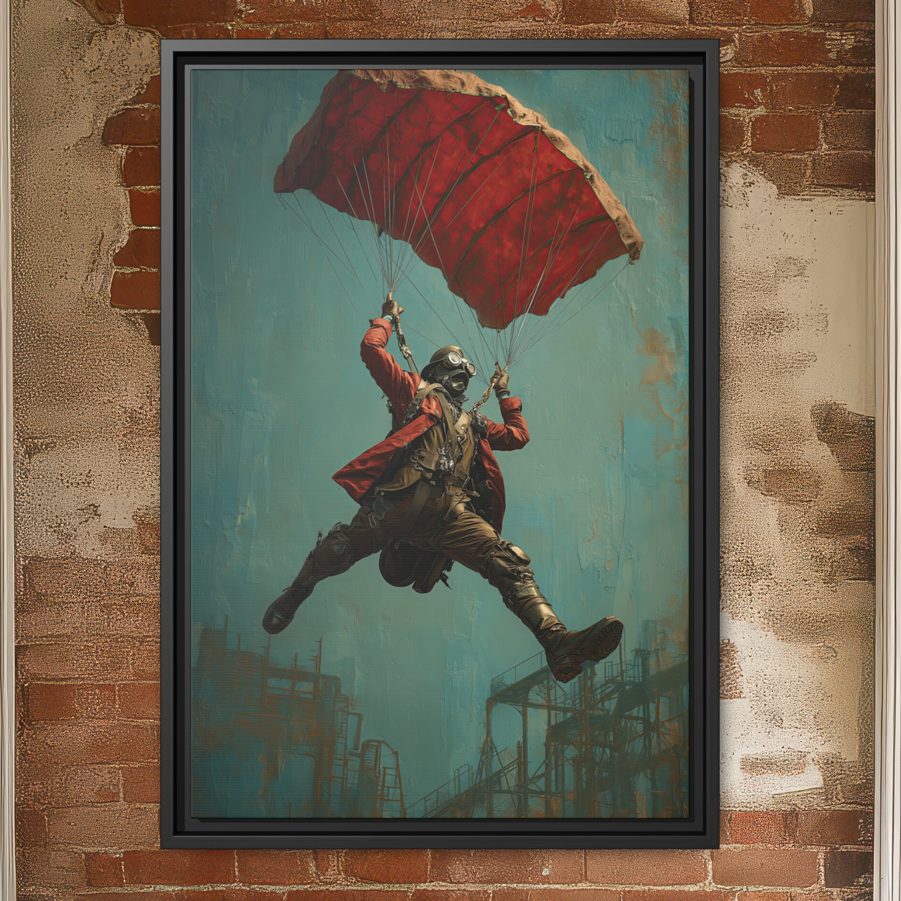 Steampunk Time Traveler Paratrooper Wall Art