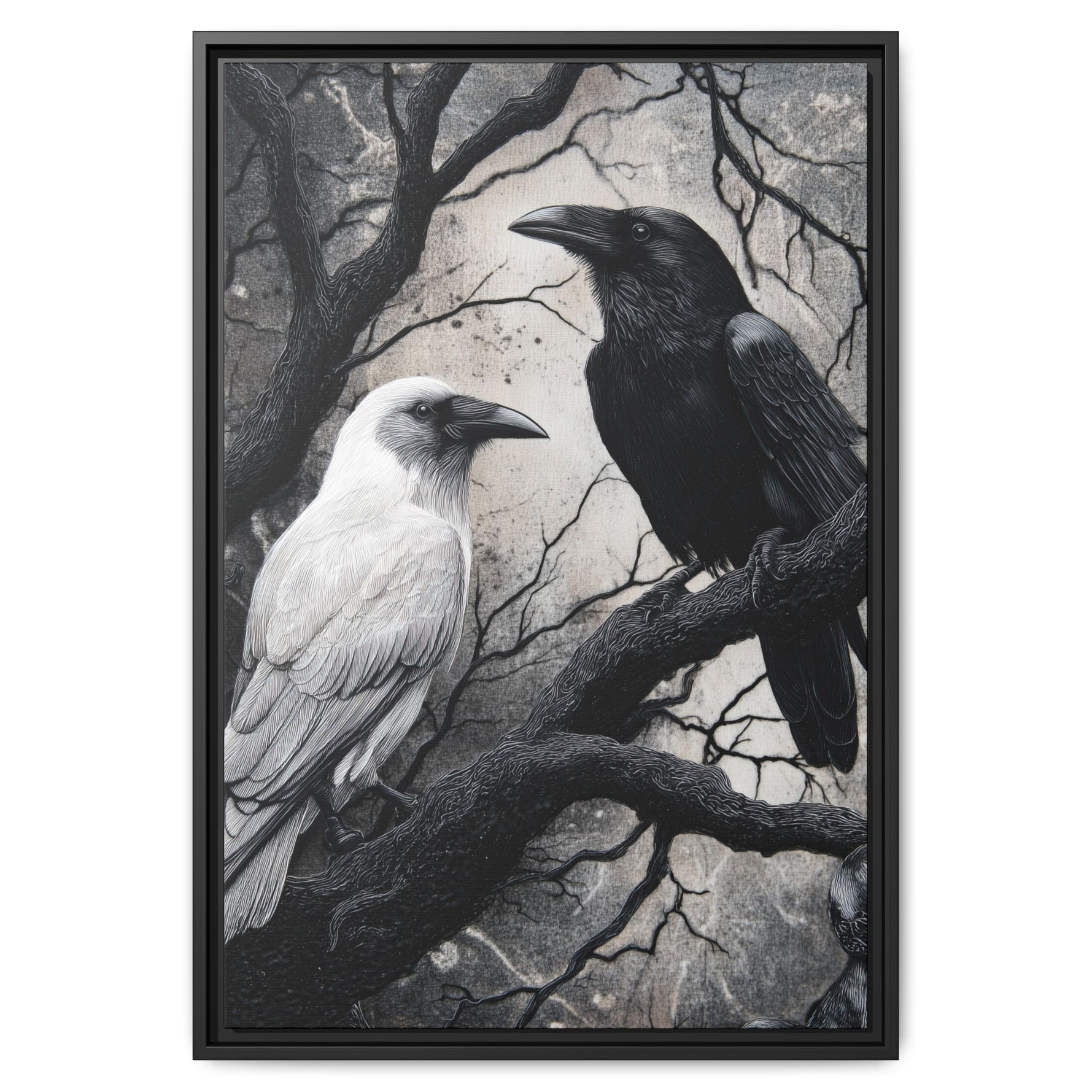 Black and White Raven Wall Art – A Symbol of Light and Shadow