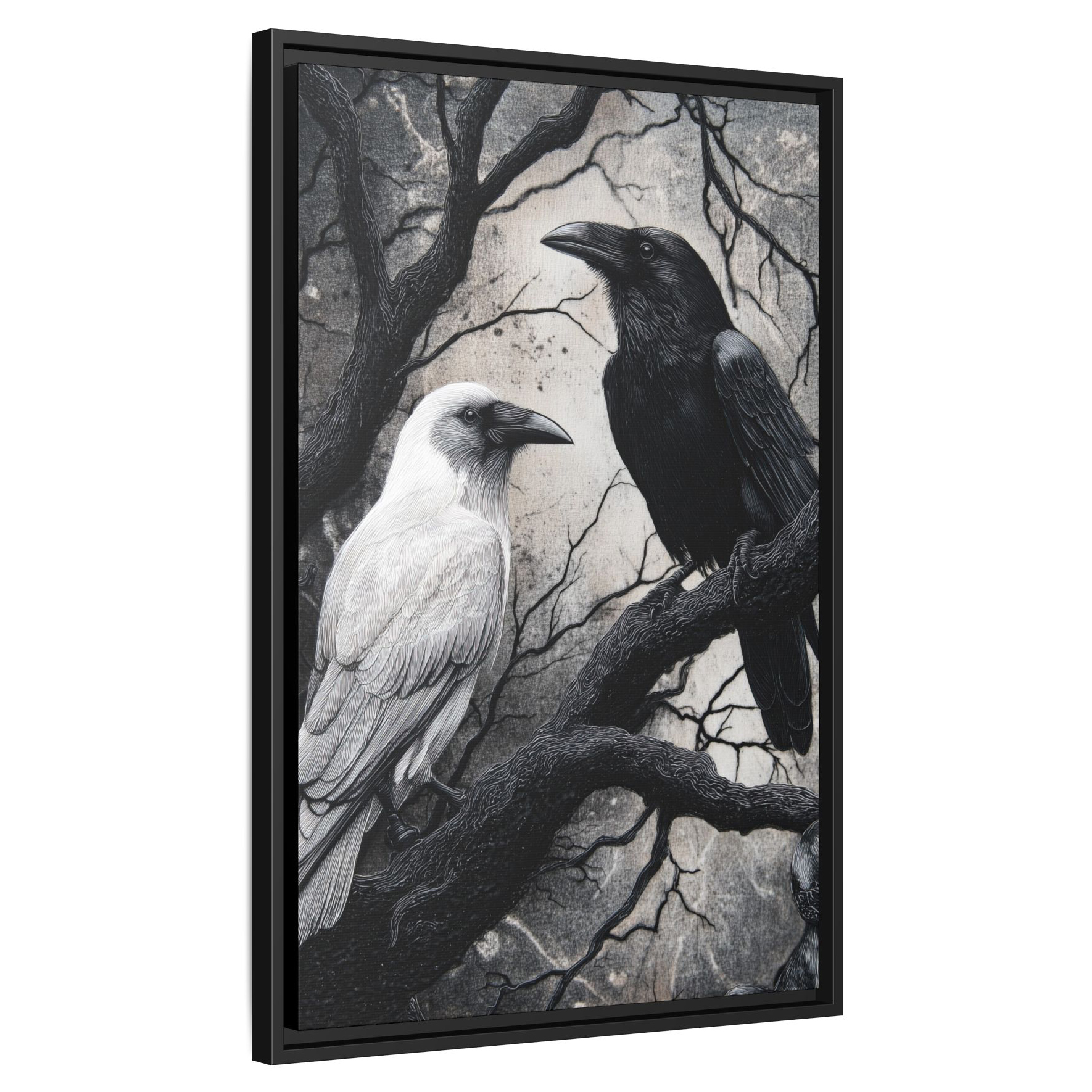 Black and White Raven Wall Art – A Symbol of Light and Shadow