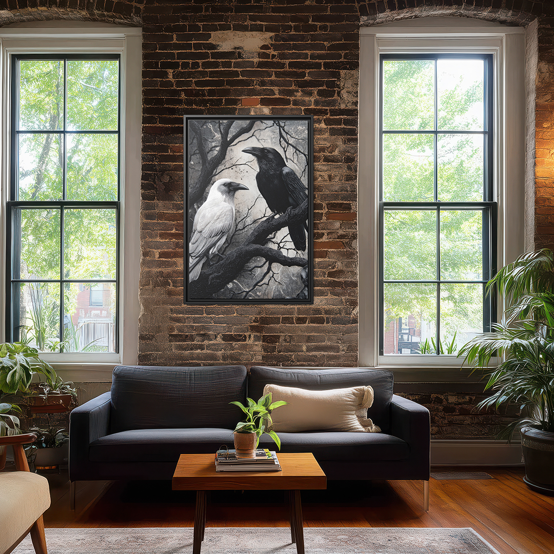 Black and White Raven Wall Art – A Symbol of Light and Shadow