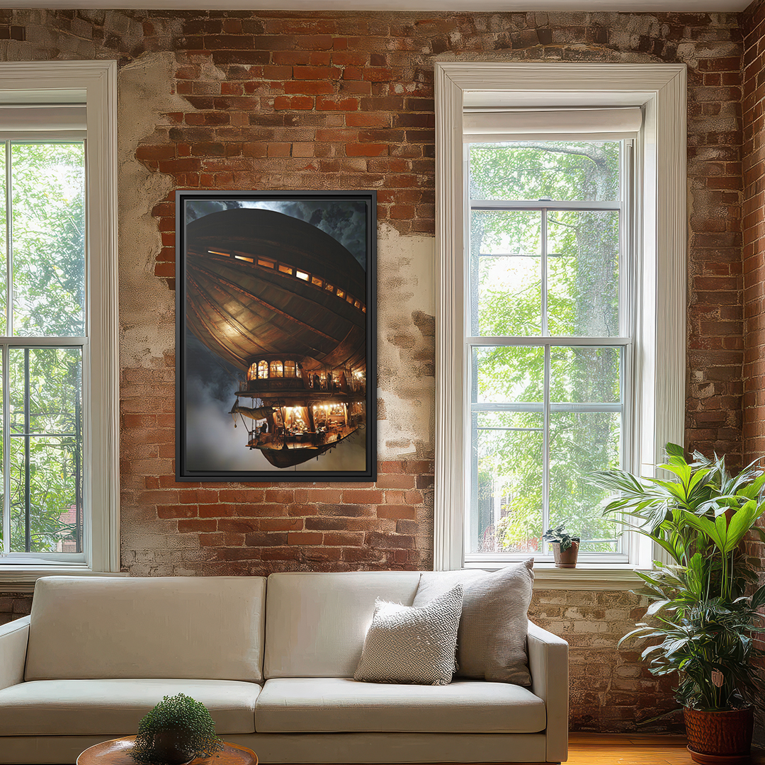 Steampunk Airship Party Wall Art – Vintage Zeppelin Fantasy Print