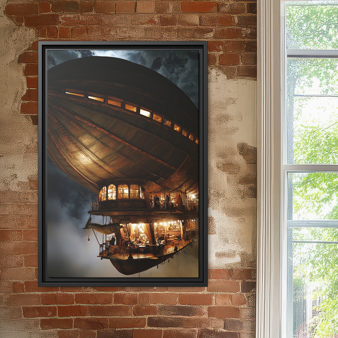 Steampunk Airship Party Wall Art – Vintage Zeppelin Fantasy Print