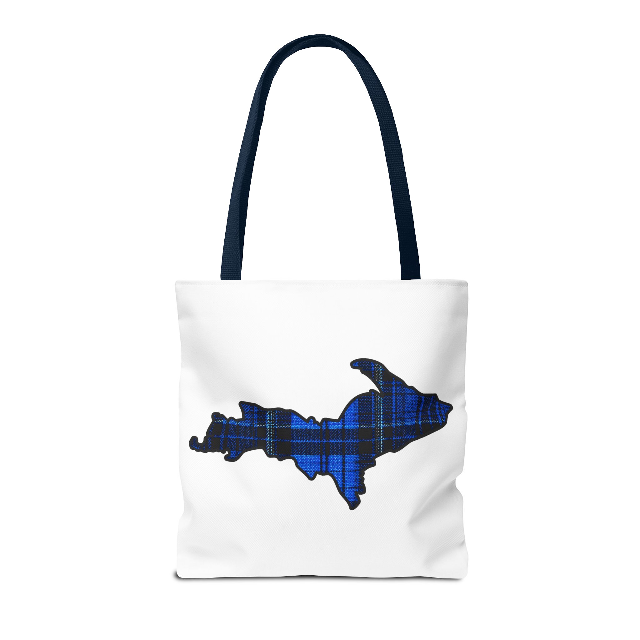Upper Peninsula Plaid Tote Bag – Blue & Black Flannel-Inspired Design