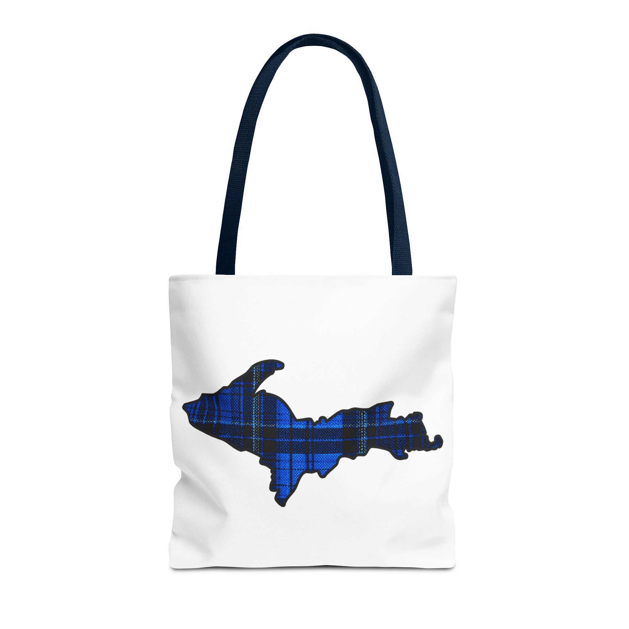 Upper Peninsula Plaid Tote Bag – Blue & Black Flannel-Inspired Design