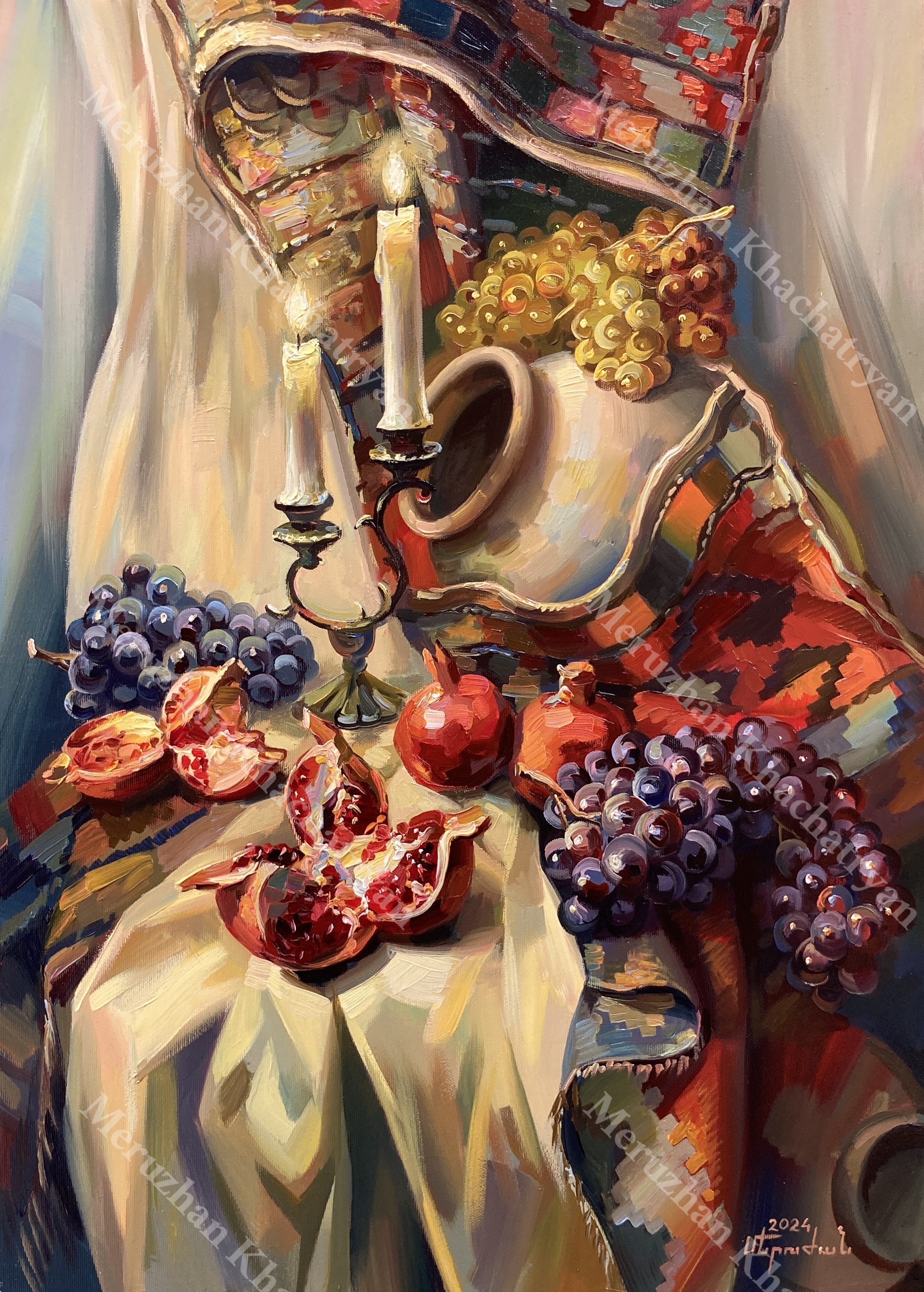Still Life with Candles and Pomegranates