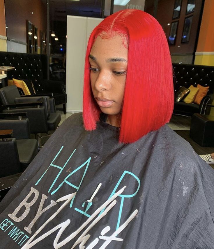 Bright Red Bob Wig 13x4 wig 180%