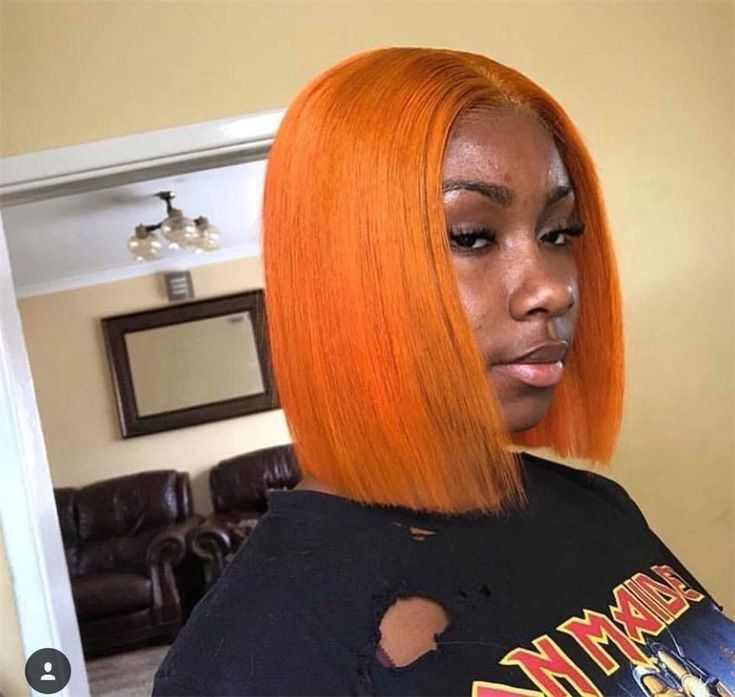 Orange Bob Wig 13x4 colored bob 180% density 1