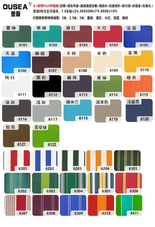 Ousea awning fabric OUSEA奥斯品牌布高日晒高防水面料solution dyed polyester fabric