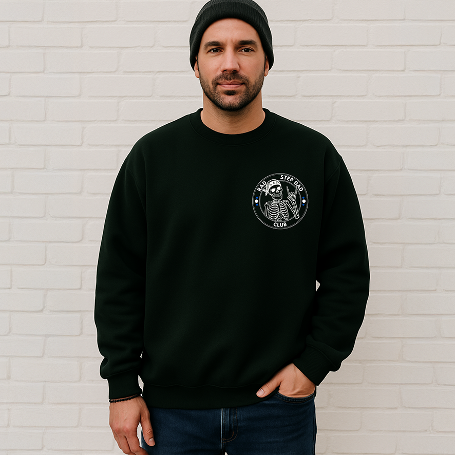 Rad Step Dad Club T-Shirt/ Jumper, Gift for Step Dad Present for Dad, Black White Crew Neck T-Shirt Black White Crew Neck Sweatshirt / Sweater