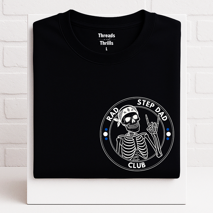 Rad Step Dad Club T-Shirt/ Jumper, Gift for Step Dad Present for Dad, Black White Crew Neck T-Shirt Black White Crew Neck Sweatshirt / Sweater