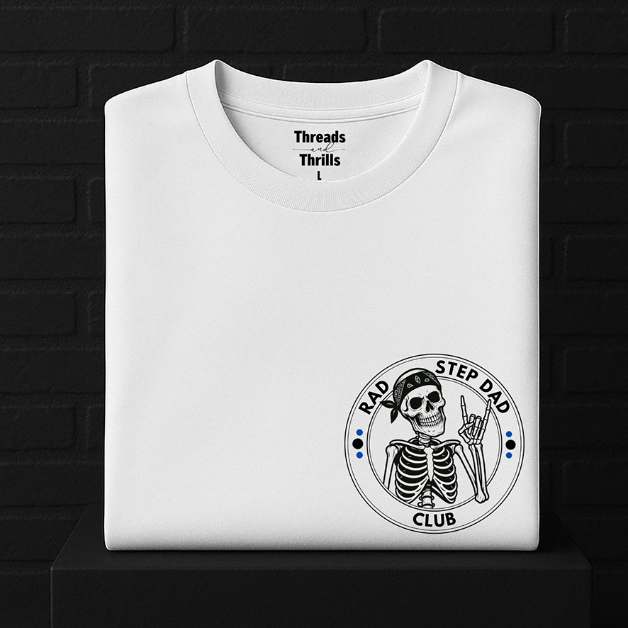 Rad Step Dad Club T-Shirt/ Jumper, Gift for Step Dad Present for Dad, Black White Crew Neck T-Shirt Black White Crew Neck Sweatshirt / Sweater