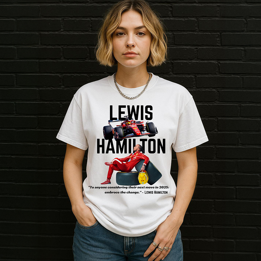 Lewis Hamilton T-Shirt, Embrace Change T-Shirt, F1 Top, Formula 1 Tee Gift for Husband, Gift for Brother, F! Sports Present, Racing T-Shirt, F1 Gift, Gift for Fella