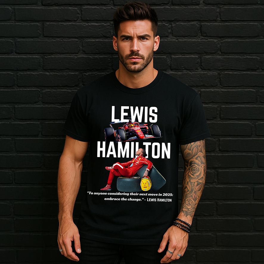 Lewis Hamilton T-Shirt, Embrace Change T-Shirt, F1 Top, Formula 1 Tee Gift for Husband, Gift for Brother, F! Sports Present, Racing T-Shirt, F1 Gift, Gift for Fella