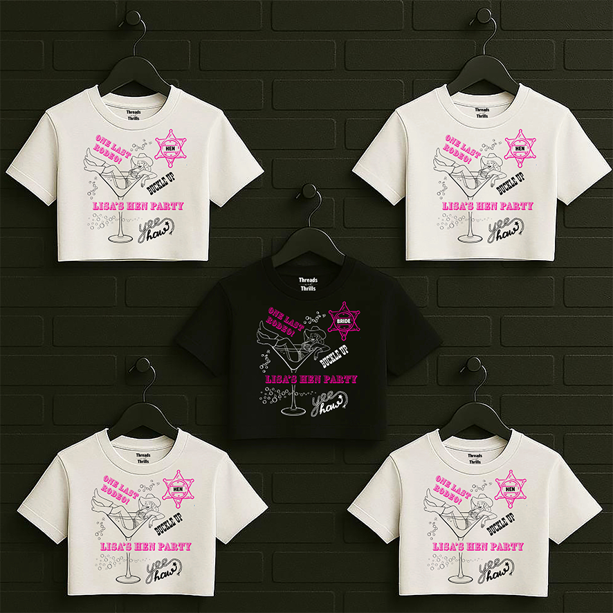 Western Hen Do Crop Tops/Baby Tees, T-Shirts or Jumpers, My Last Rodeo Bags/Gift s Hen Totes, Hen Tote Bag, Yee haa Hen Pressies Hen Party Presents Hen Party Gifts, Bags for Hen Do Guests, Hen Holiday Gifts