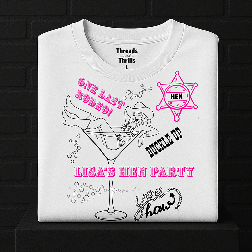 Western Hen Do Crop Tops/Baby Tees, T-Shirts or Jumpers, My Last Rodeo Bags/Gift s Hen Totes, Hen Tote Bag, Yee haa Hen Pressies Hen Party Presents Hen Party Gifts, Bags for Hen Do Guests, Hen Holiday Gifts