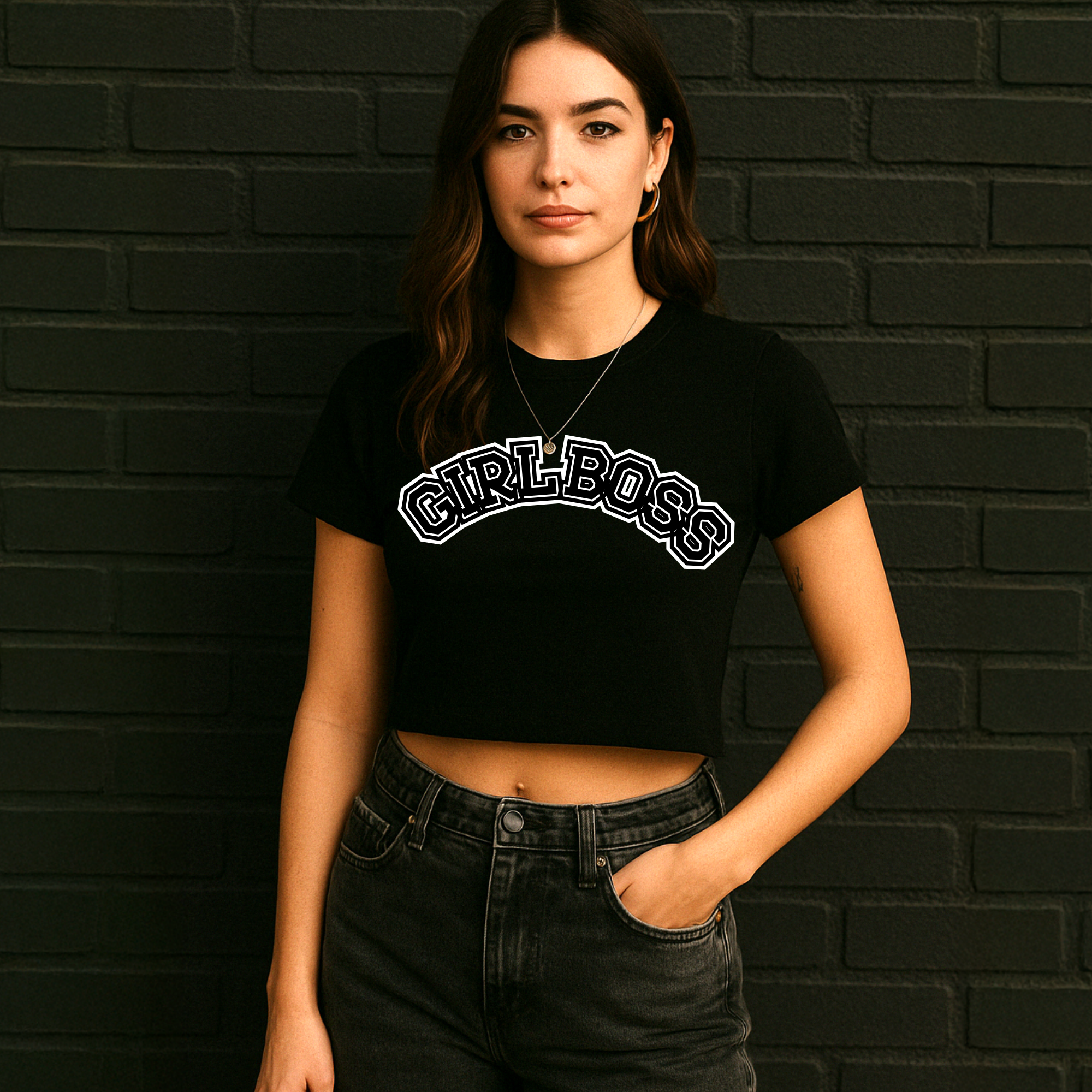Girl Boss Crop Top, Y2K Crop Tshirt. Y2K Crop Tee, Cropped Top Crop Top, Boss Baby Tee Strong Girl Baby Tee, White Crop Top, Cropped T-Shirt