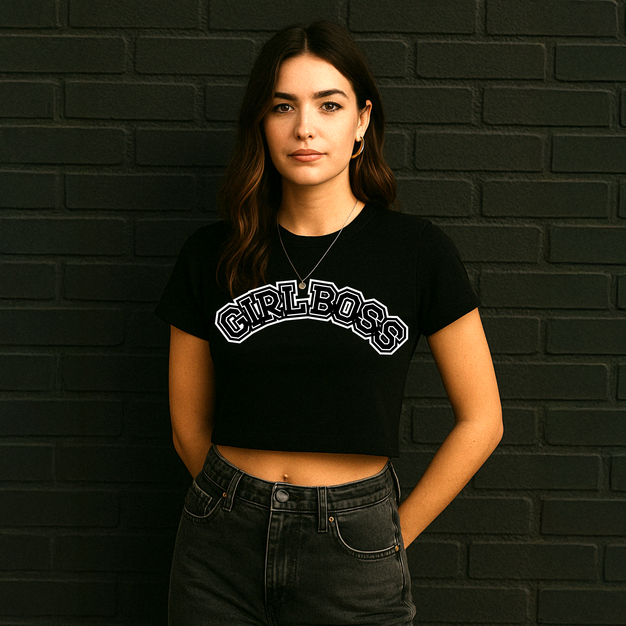 Girl Boss Crop Top, Y2K Crop Tshirt. Y2K Crop Tee, Cropped Top Crop Top, Boss Baby Tee Strong Girl Baby Tee, White Crop Top, Cropped T-Shirt