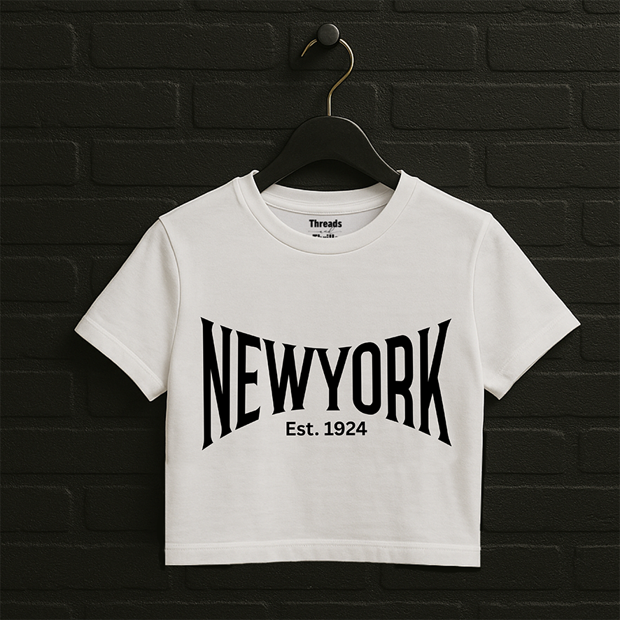 New York Crop Top, NYC Y2K Crop Tee, Baby Tee T-shirt,  NY 90s Crop Tee, City Crop Top Baby Tee Statement Crop Top, USA Cropped Top, Y2K Baby Tee