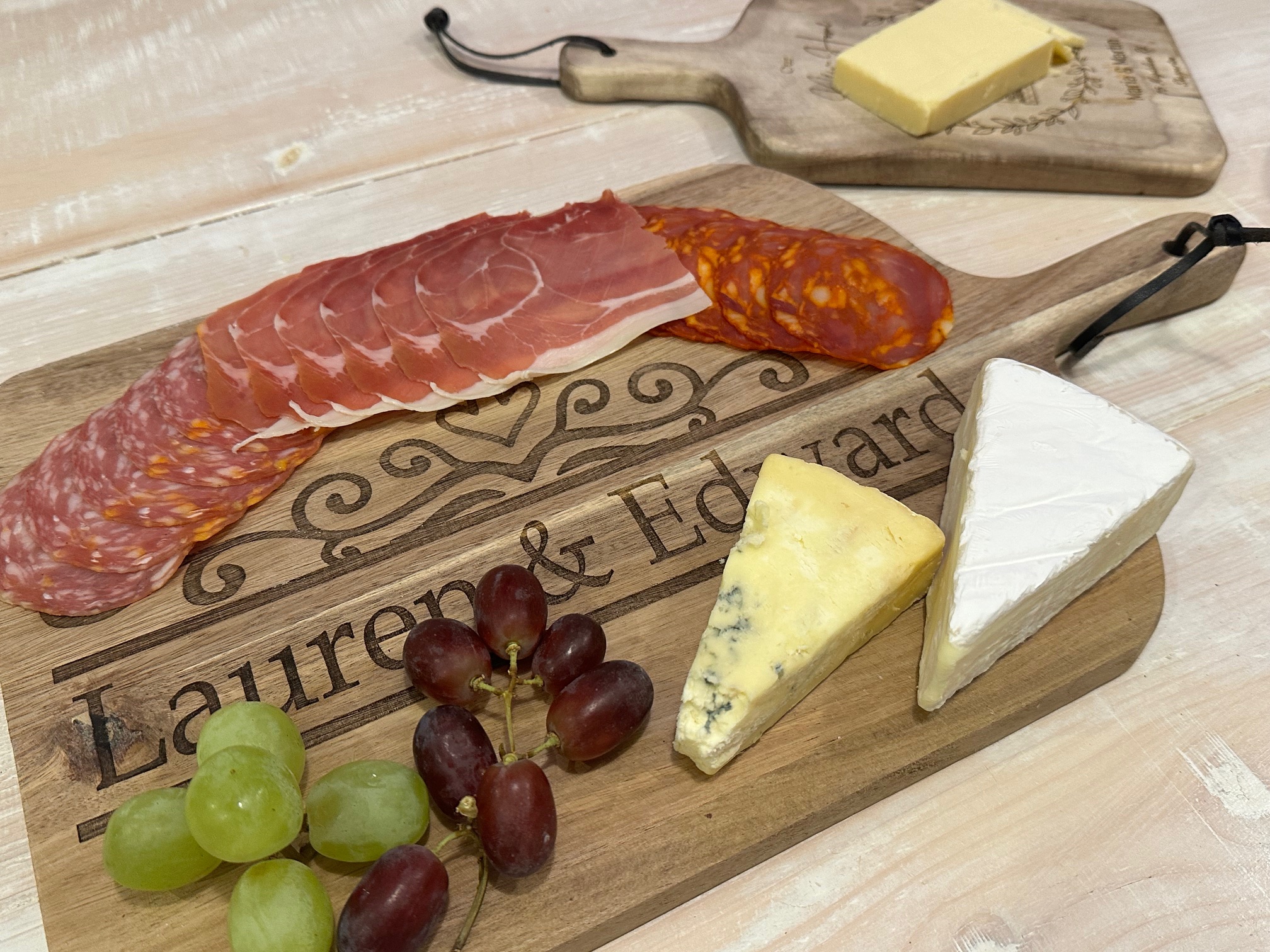 Bespoke  Engraved Charcuterie Personalised Cutting Board Custom Chopping Board Engagement Gift Cheese Board Couple Engraved Wedding Present