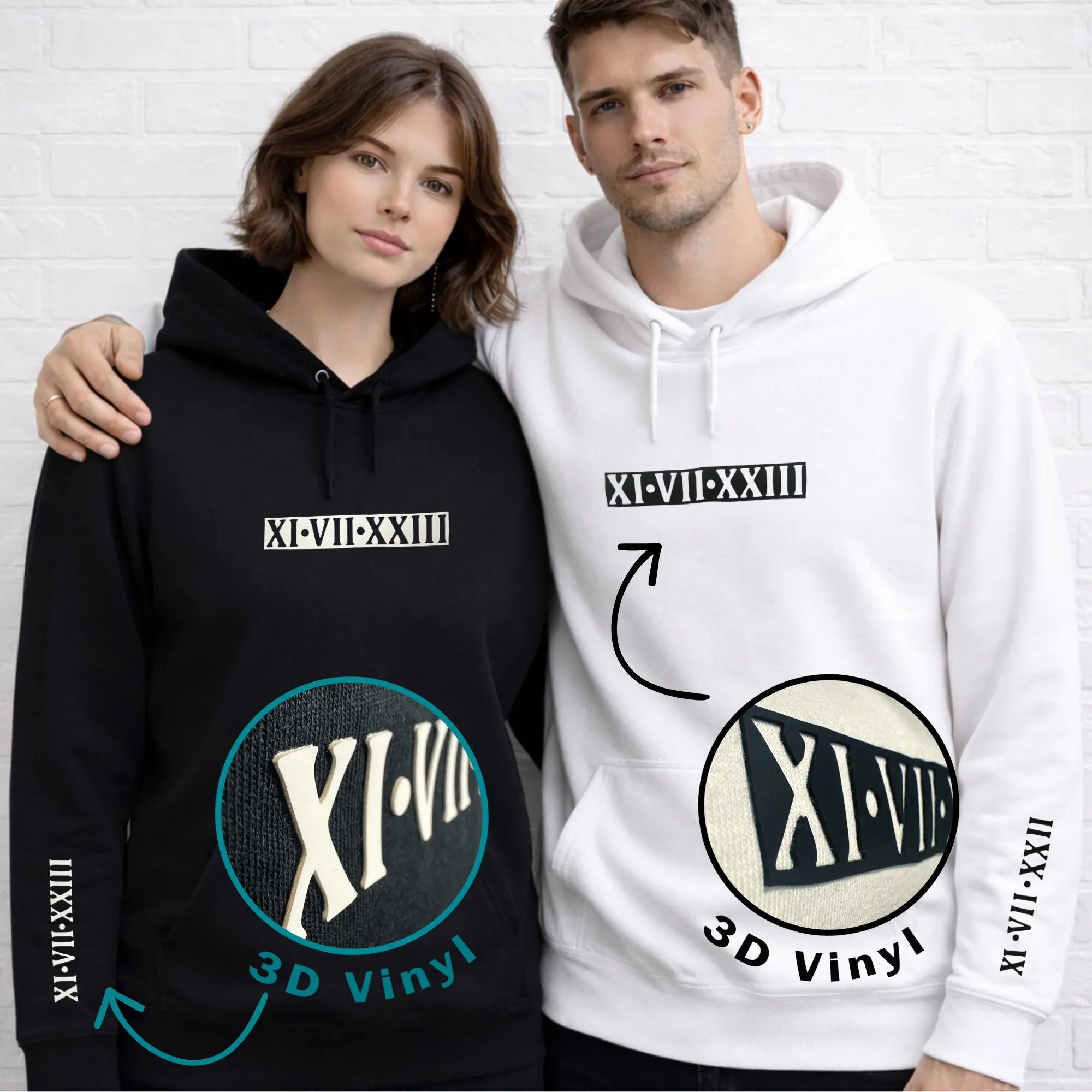 Roman numerals matching hoodies, Wedding date jumper, Gift for husband present for wife, His and hers jumpers, Gift for man, Partner Present