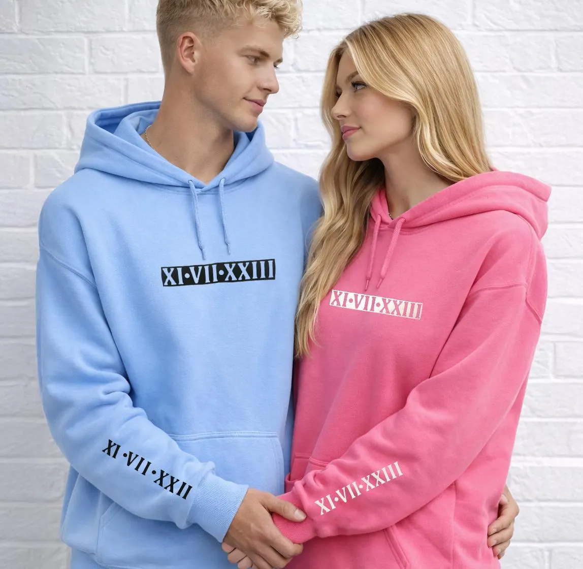 Roman numerals matching hoodies, Wedding date jumper, Gift for husband present for wife, His and hers jumpers, Gift for man, Partner Present