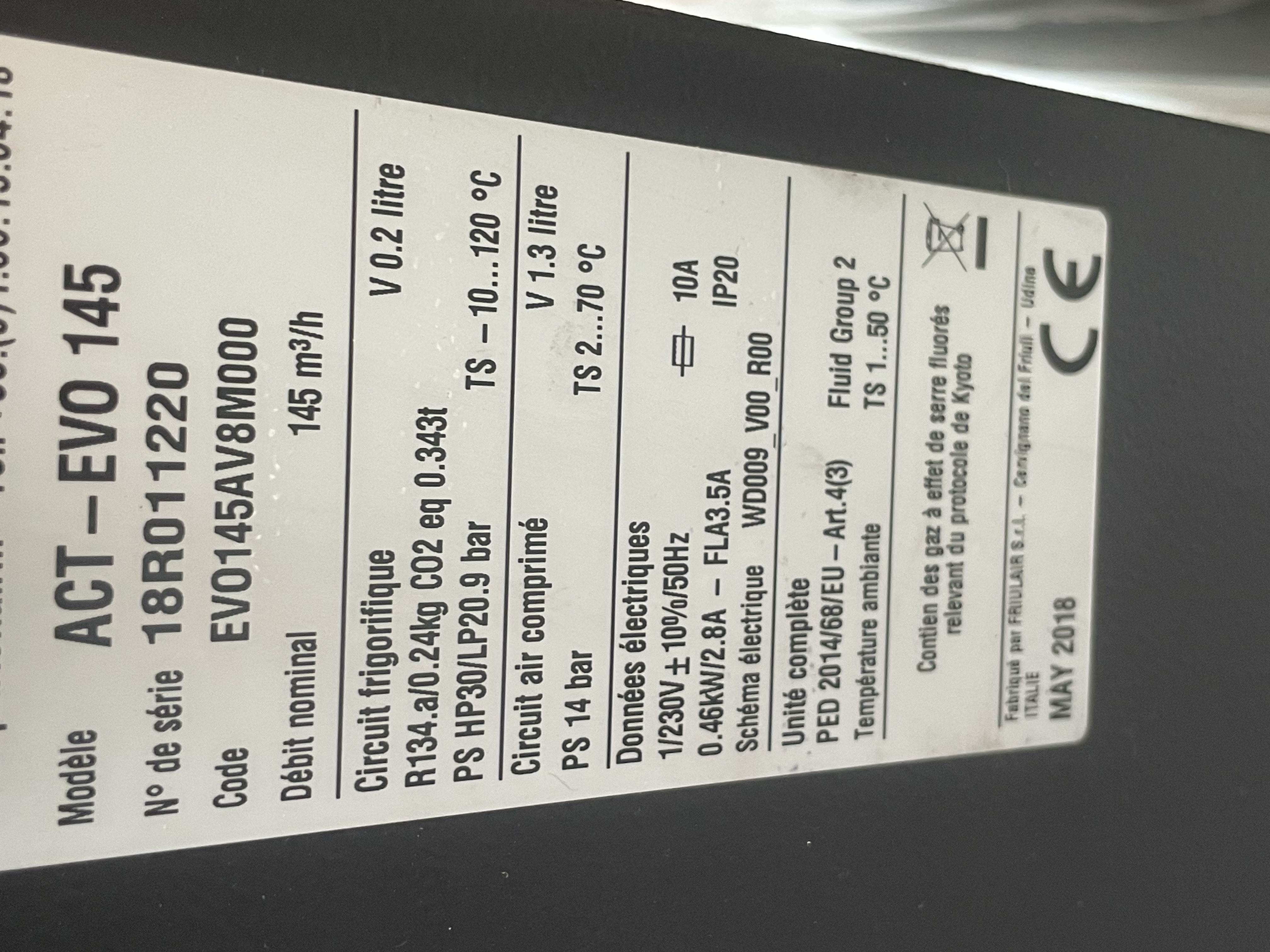 Sécheur d'air  Partenair ACT-EVO 145