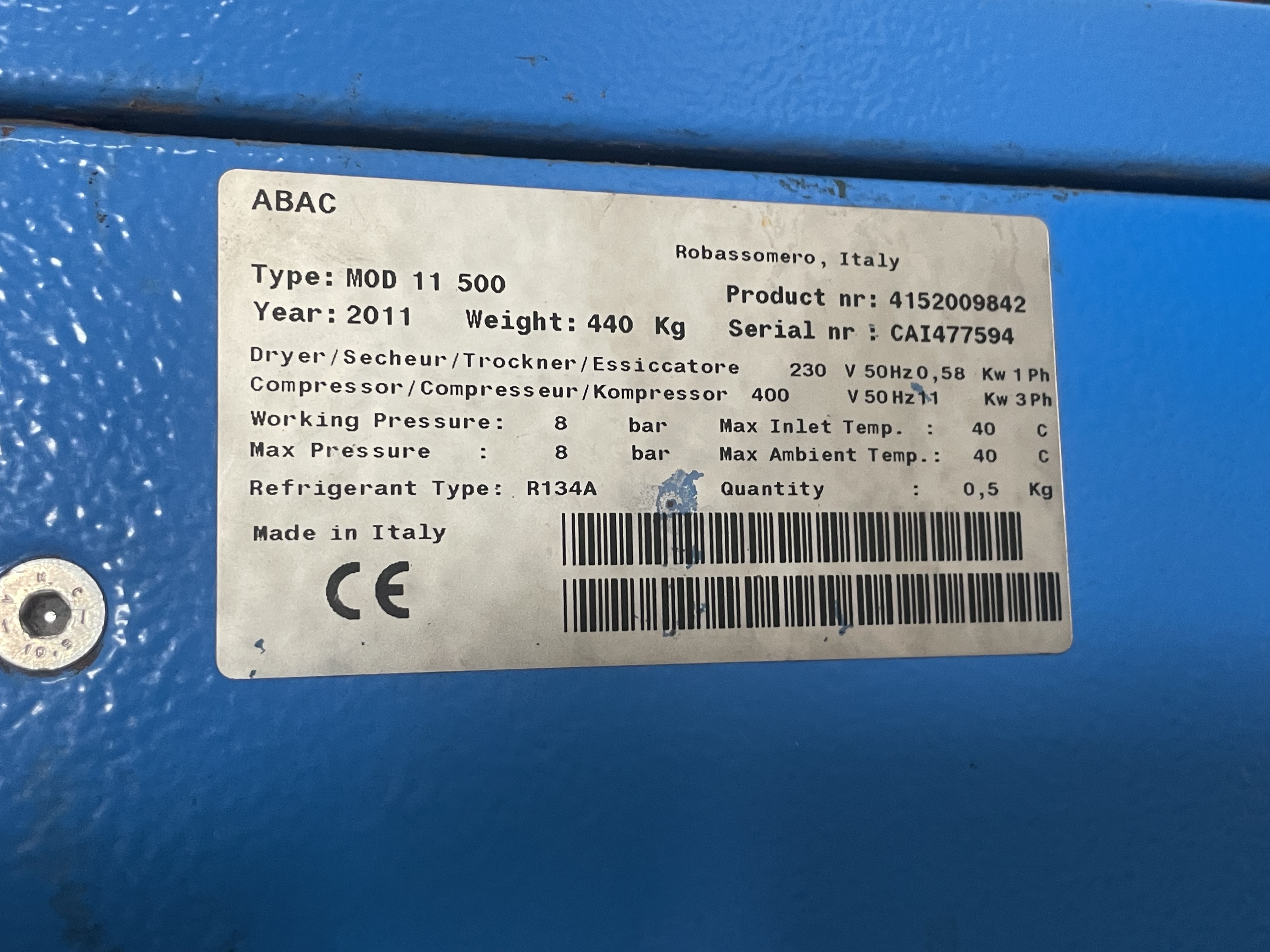 Compresseur ABAC MOD 11500