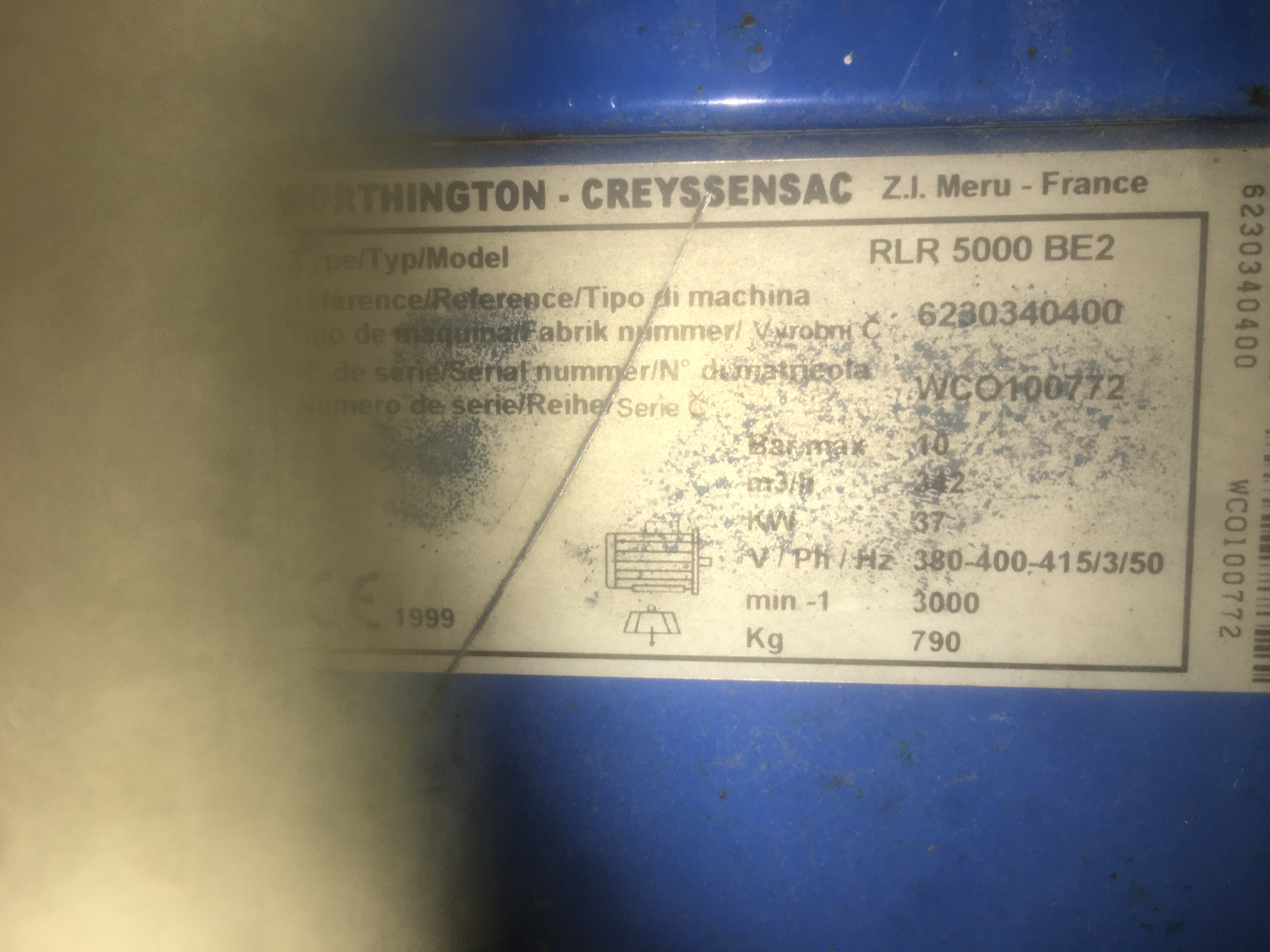 Compresseur Worthington Creyssensac RLR 5000 BE2