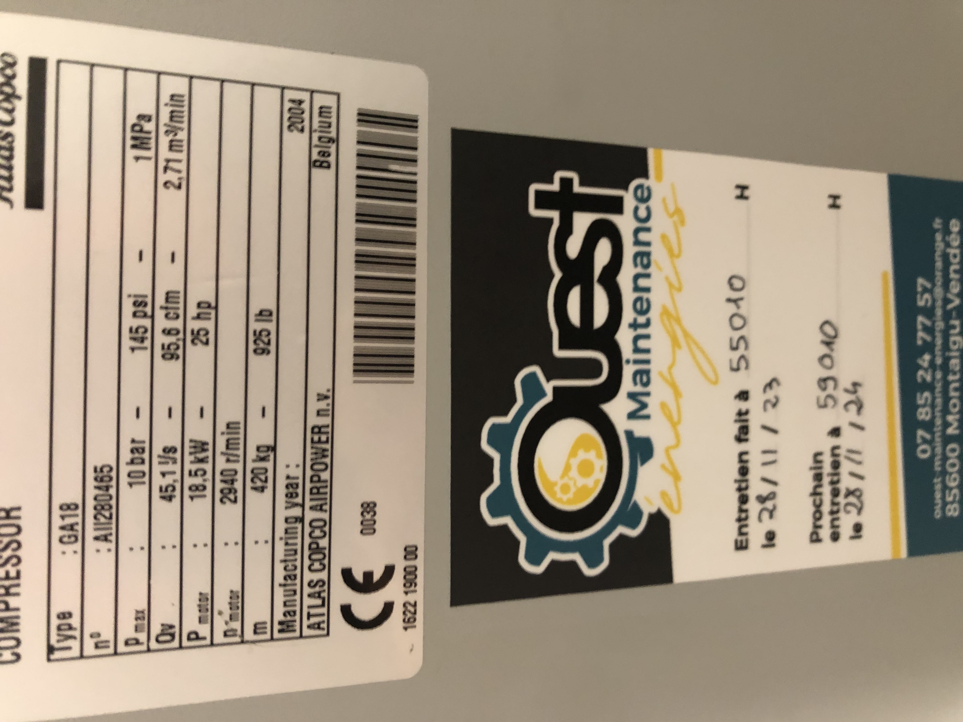 Compresseur Atlas copco GA18