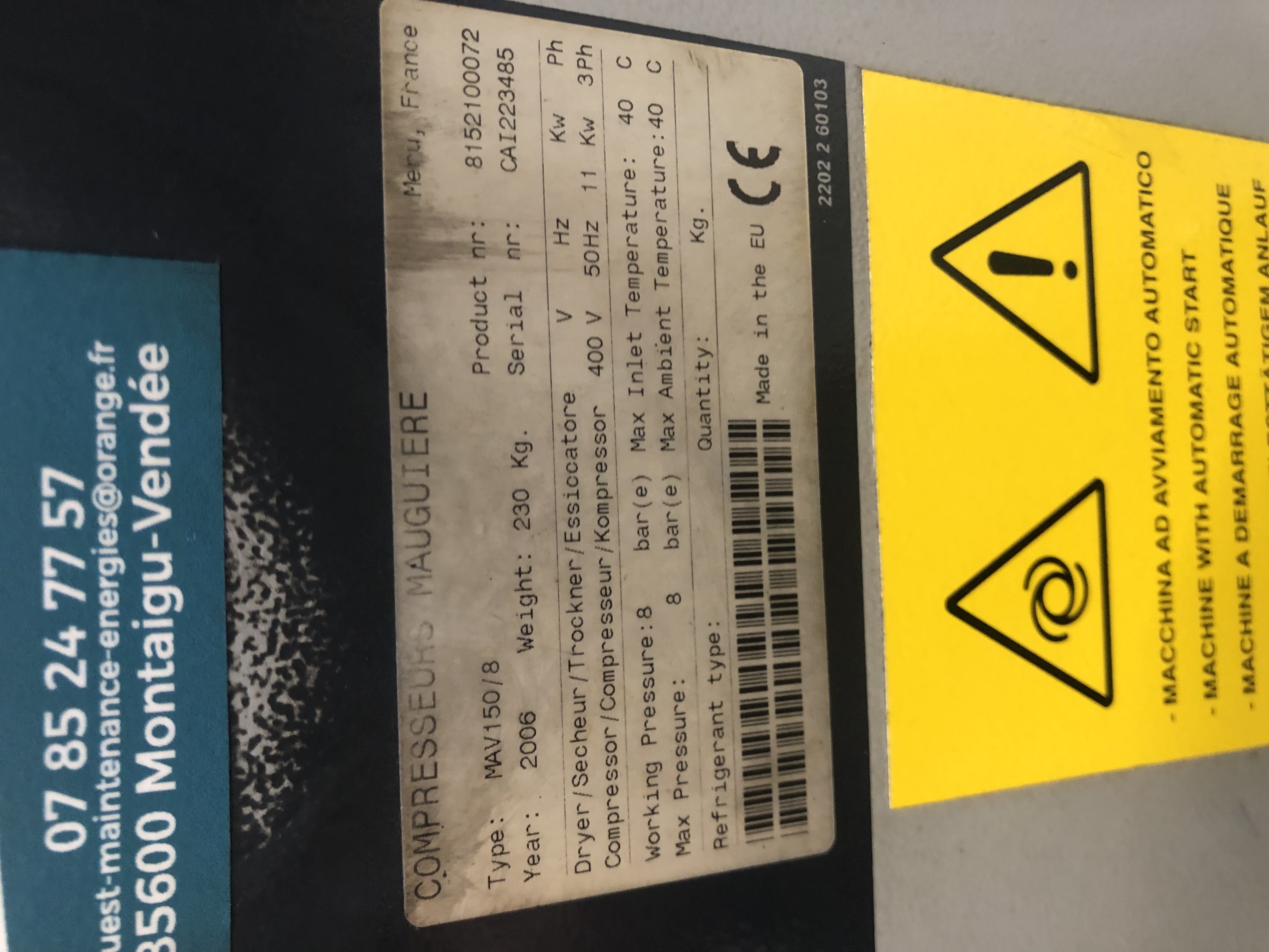 Compresseur Mauguiere MAV 150