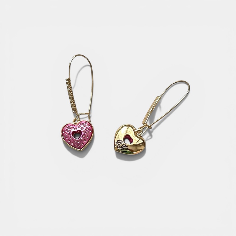 Betsey Johnson Pink Heart Charm Earrings