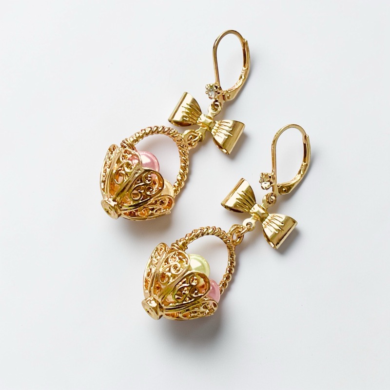 Betsey Johnson Gold Basket Drop Earrings