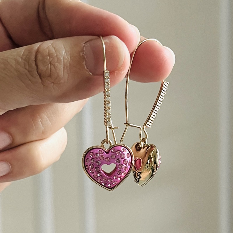 Betsey Johnson Pink Heart Charm Earrings