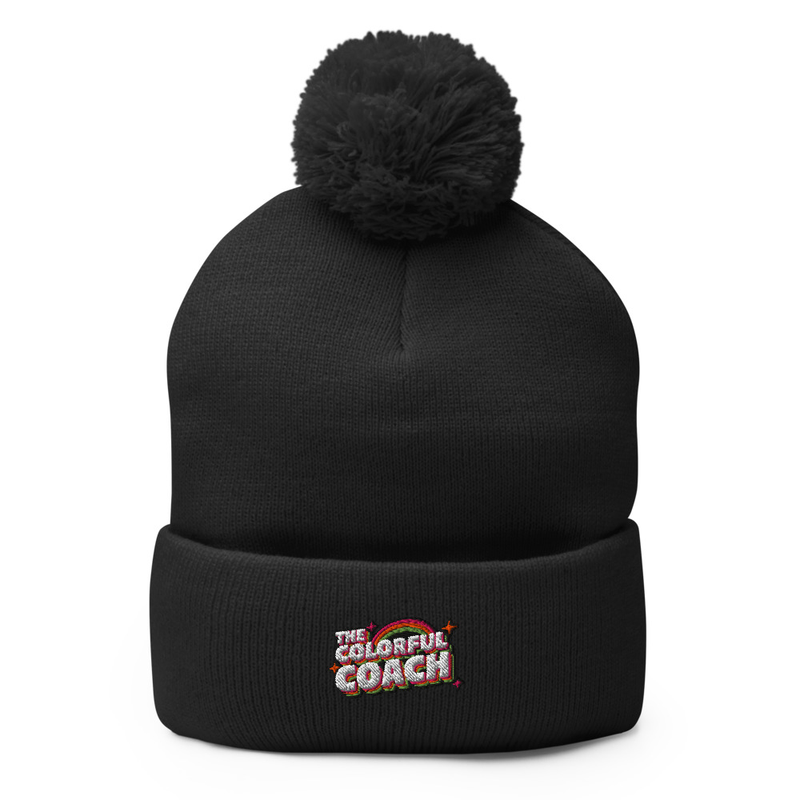 Colorful Coach Pom-Pom Beanie