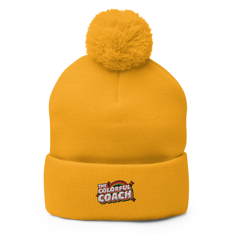 Colorful Coach Pom-Pom Beanie