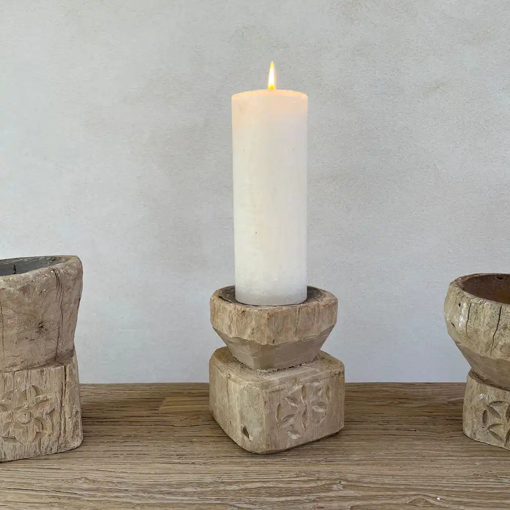 Tealight Antique Wooden Nepali Candleholder