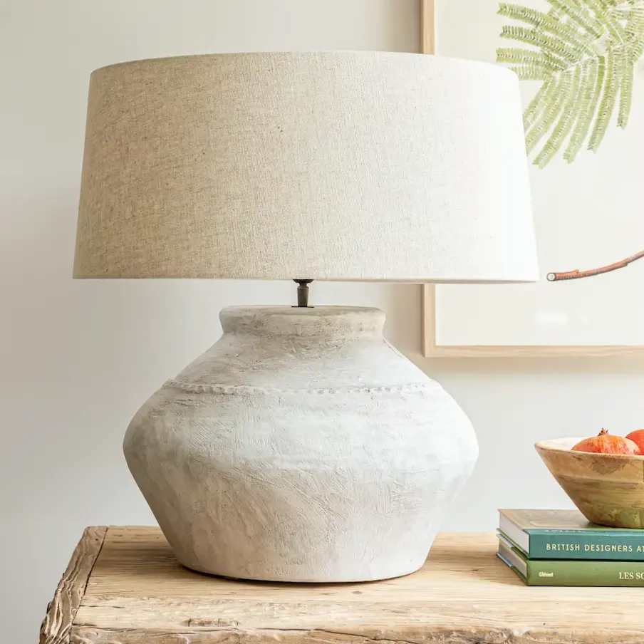 Table Light Fawn Clay Pot Lamp